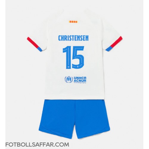 Barcelona Andreas Christensen #15 Bortadräkt Barn 2023-24 Kortärmad (+ Korta byxor)